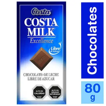 CHOC COSTA MILK S/AZUCAR 80 GR