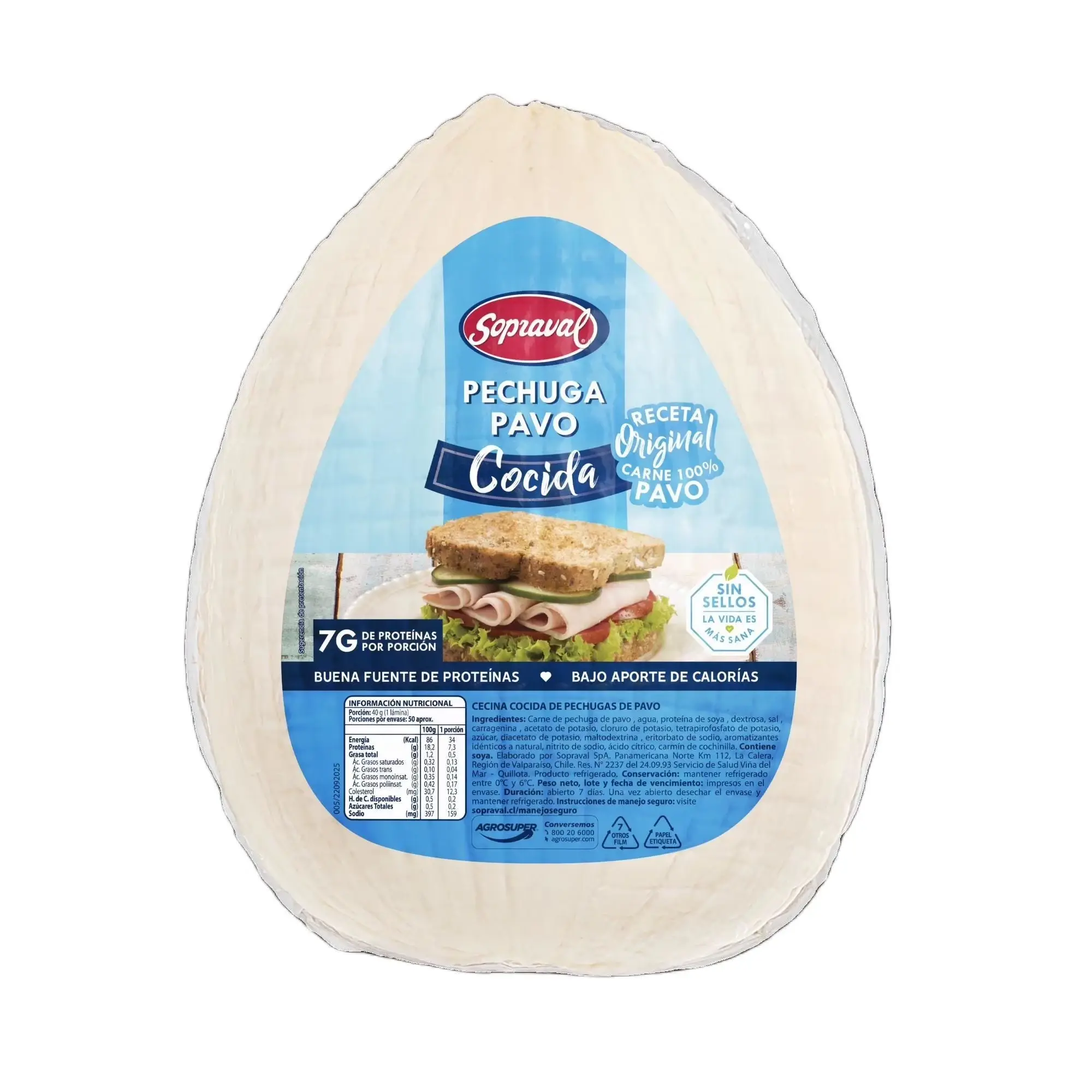 PECHUGA PAVO COCIDA SOPRAVAL