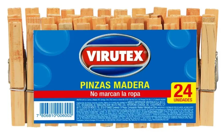 PINZAS ROPA MADERA VIRUTEX 24U